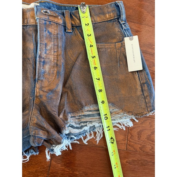 Anthropologie PILCRO Devon Rins Jean Shorts COATED EDITION Sz 27 Metallic Bronze - Picture 14 of 14